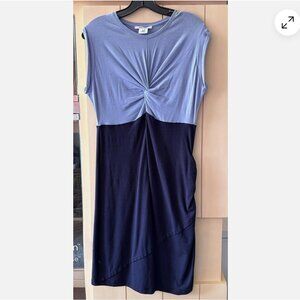 carven dress color block size L blue knee length